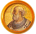 Round portrait medallion of St. Eugene I, Basilica of St. Paul Outside the Walls