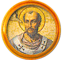 Round portrait medallion of St. Gregory I, O.S.B. (Gregory the Great), Basilica of St. Paul Outside the Walls