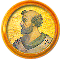 Round portrait medallion of St. Adrian III, Basilica of St. Paul Outside the Walls