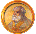 Round portrait medallion of Lucius II, Can.Reg., Basilica of St. Paul Outside the Walls