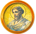 Round portrait medallion of St. Miltiades (Melchiades), Basilica of St. Paul Outside the Walls