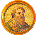 Round portrait medallion of Nicholas IV, O.F.M., Basilica of St. Paul Outside the Walls